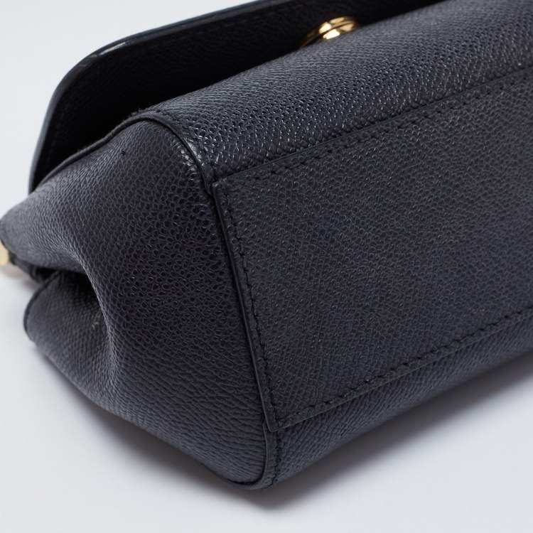 Pre Owned Dolce & Gabbana Black Leather Mini Miss Sicily Top Handle Bag