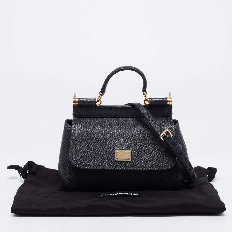 Pre Owned Dolce & Gabbana Black Leather Mini Miss Sicily Top Handle Bag