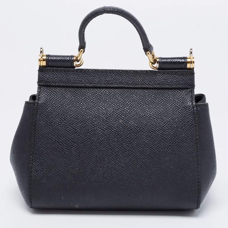 Pre Owned Dolce & Gabbana Black Leather Mini Miss Sicily Top Handle Bag