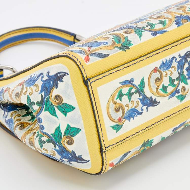 Pre Owned Dolce & Gabbana Multicolor Majolica Print Leather Small Miss Sicily Top Handle Bag