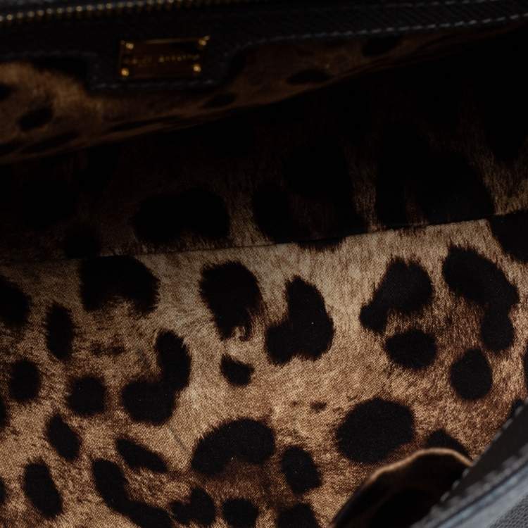 Pre Owned Dolce & Gabbana Grey Leather Large Miss Sicily Top Handle Bag