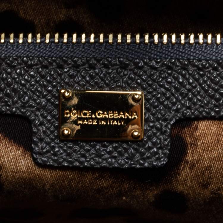 Pre Owned Dolce & Gabbana Grey Leather Large Miss Sicily Top Handle Bag