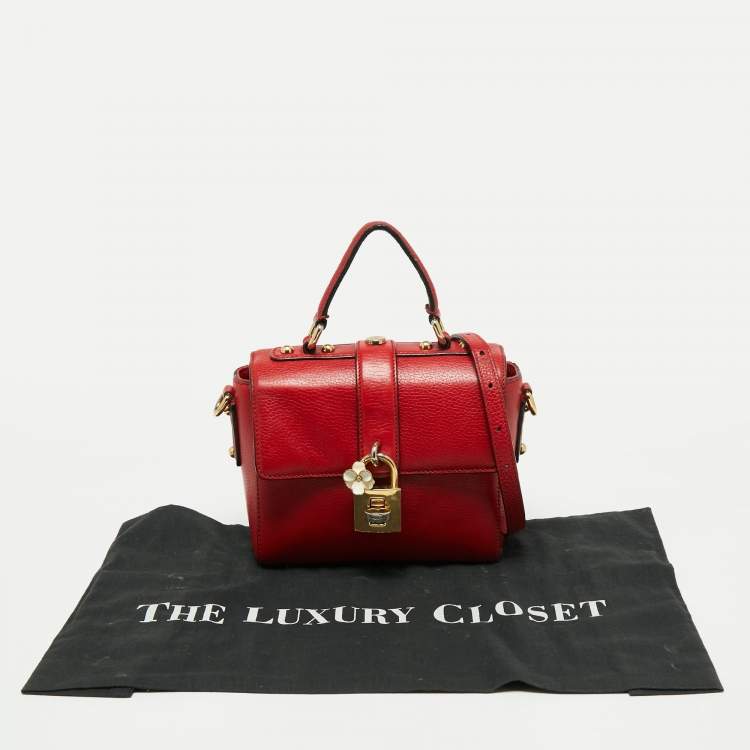 Pre Owned Dolce & Gabbana Red Leather Soft Dolce Top Handle Bag
