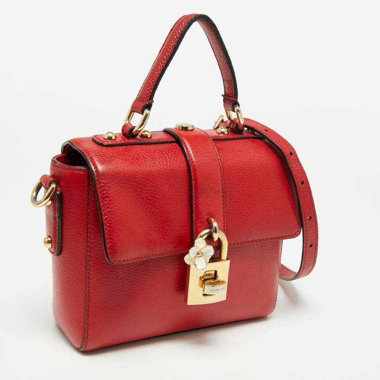 Pre Owned Dolce & Gabbana Red Leather Soft Dolce Top Handle Bag