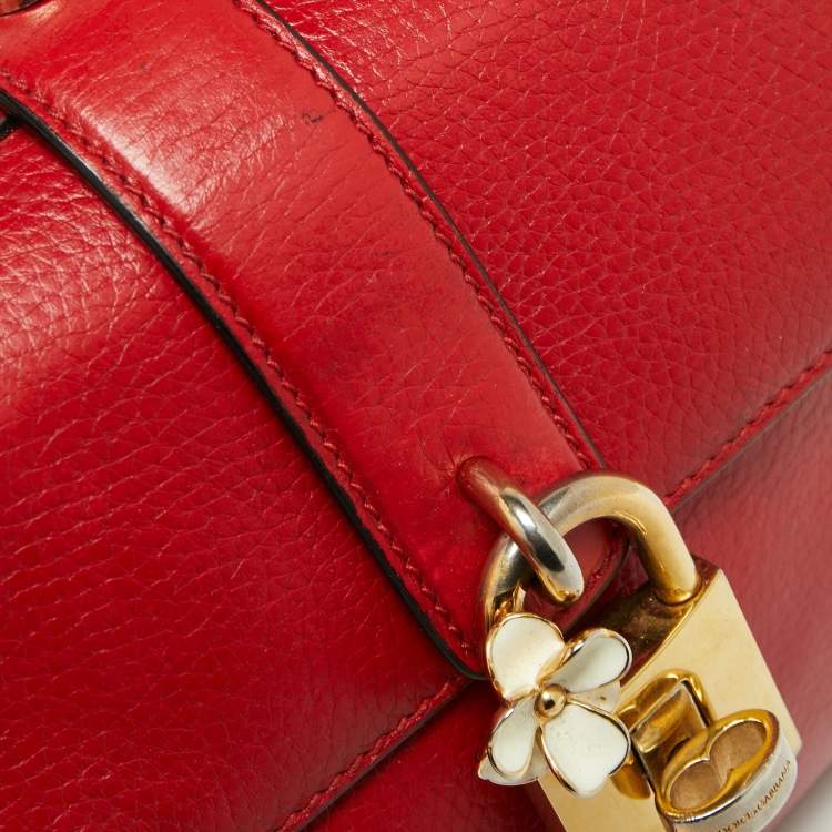 Pre Owned Dolce & Gabbana Red Leather Soft Dolce Top Handle Bag