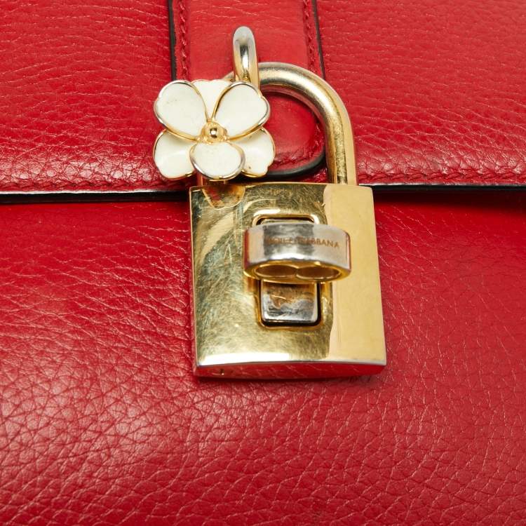 Pre Owned Dolce & Gabbana Red Leather Soft Dolce Top Handle Bag