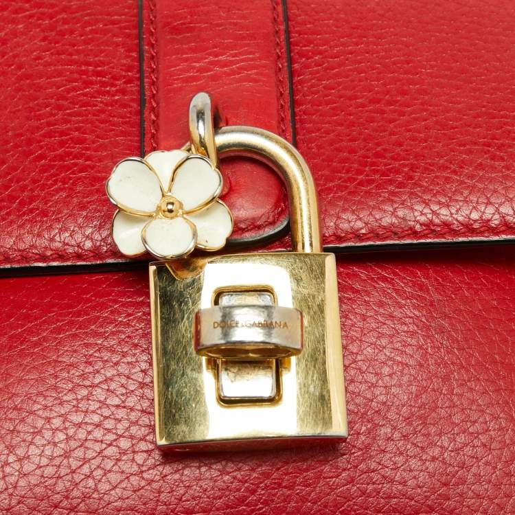 Pre Owned Dolce & Gabbana Red Leather Soft Dolce Top Handle Bag