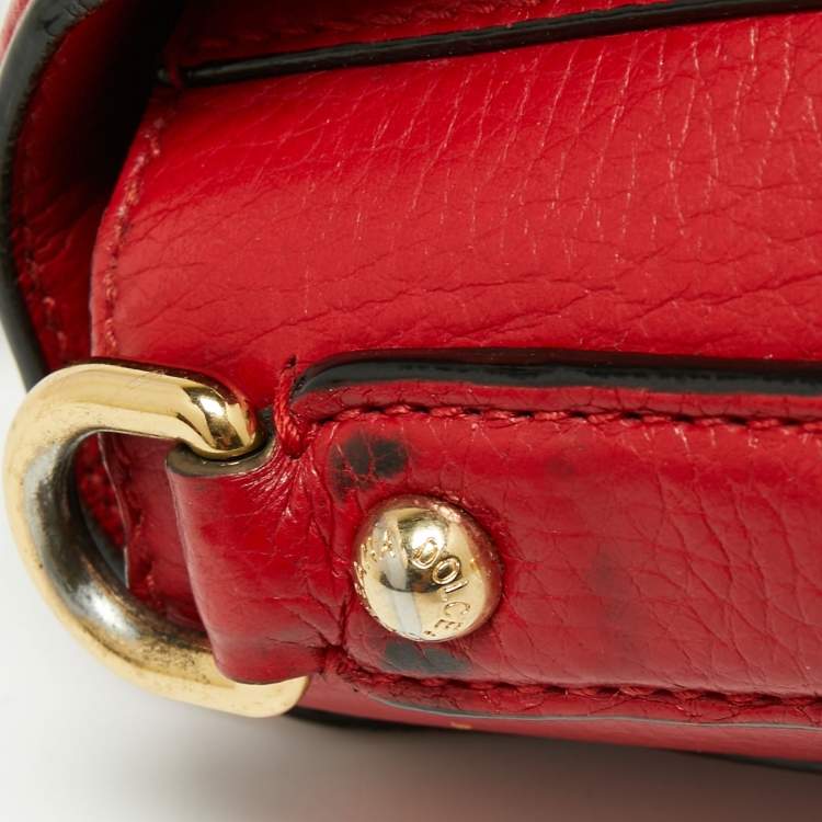Pre Owned Dolce & Gabbana Red Leather Soft Dolce Top Handle Bag