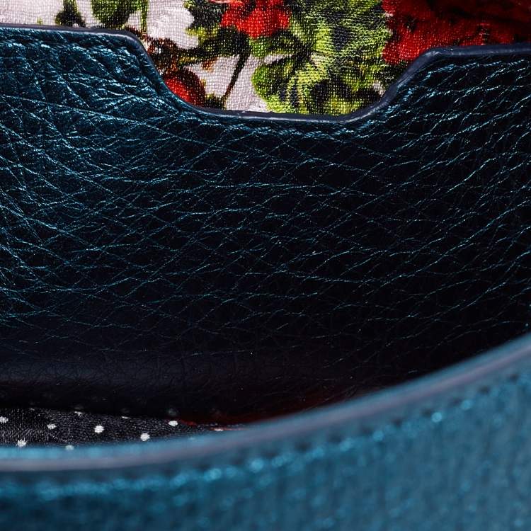 Pre Owned Dolce & Gabbana Teal Leather Small Miss Sicily Top Handle Bag