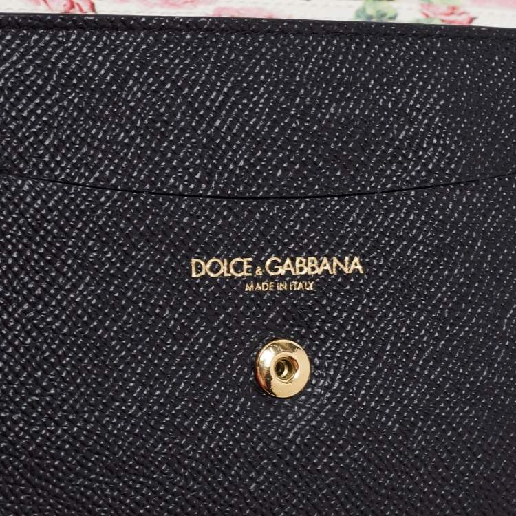 Pre Owned Dolce & Gabbana Black Leather DG Logo Chain Clutch