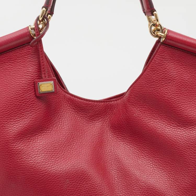 Pre Owned Dolce & Gabbana Red Leather Tote