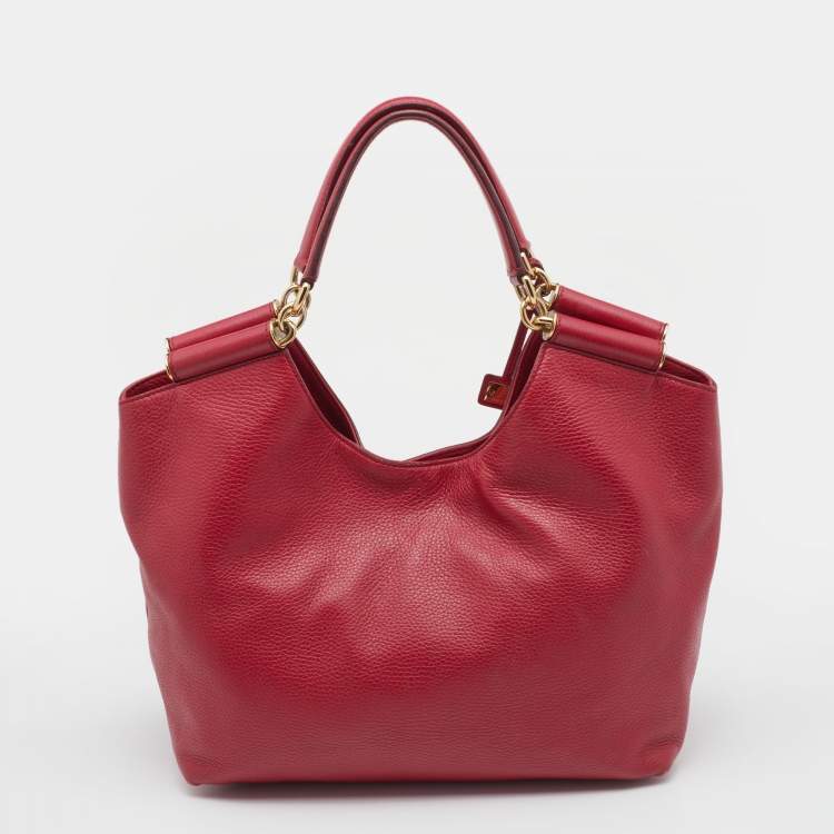 Pre Owned Dolce & Gabbana Red Leather Tote