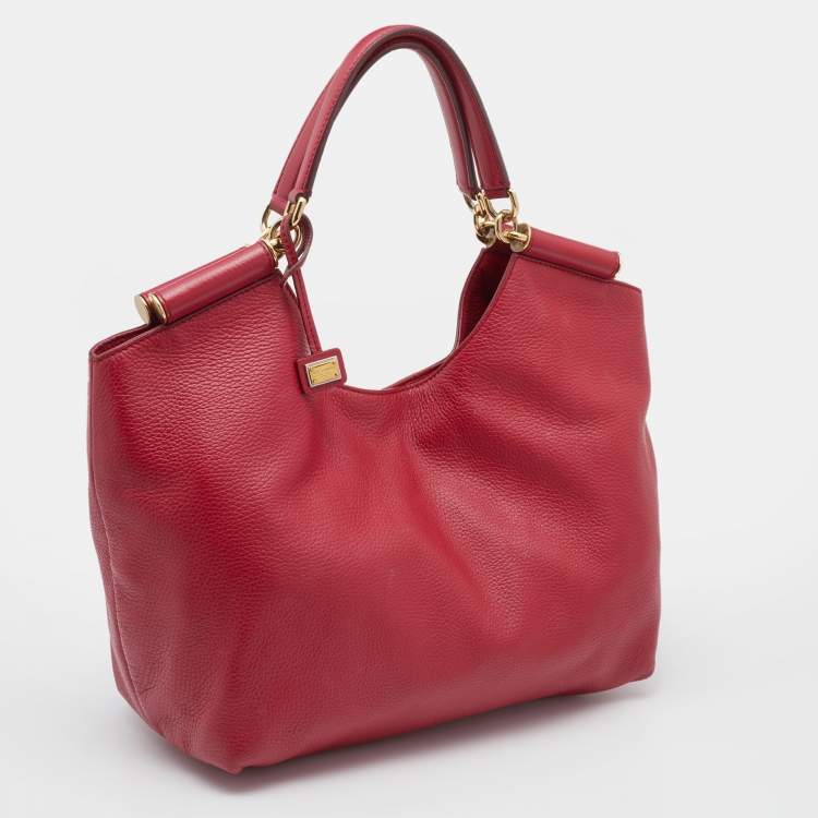 Pre Owned Dolce & Gabbana Red Leather Tote