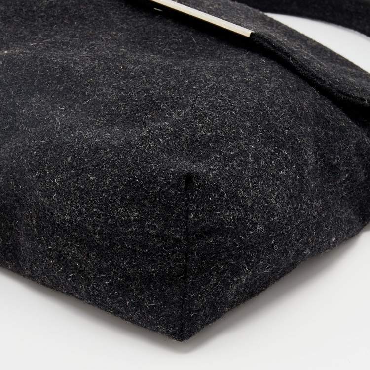 Pre Owned Dolce & Gabbana Black Felt Flap Shoulder Bag