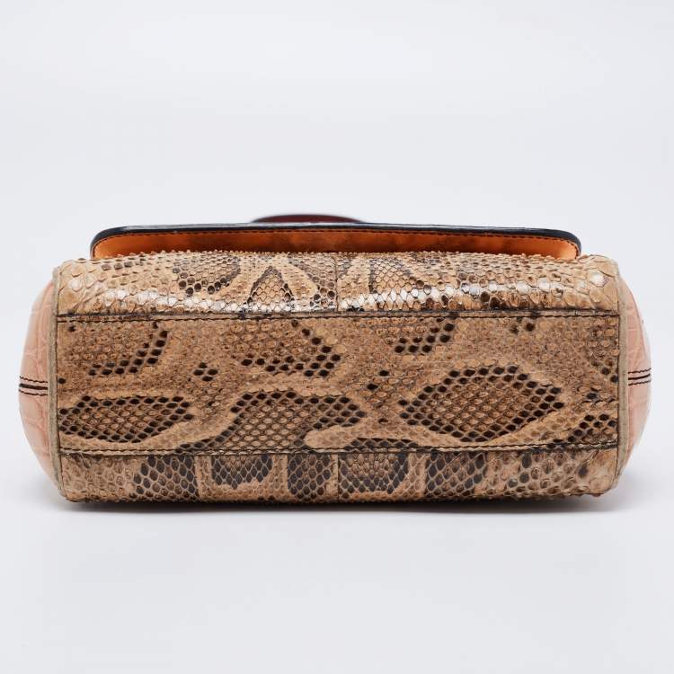 Pre Owned Dolce & Gabbana Multicolor Python and Crocodile Limited Edition Small Miss Sicily Top Handle Bag