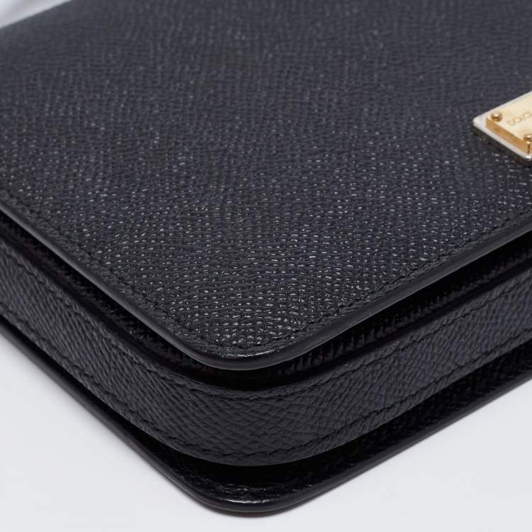 Pre Owned Dolce & Gabbana Black Leather Square Flap Crossbody Bag