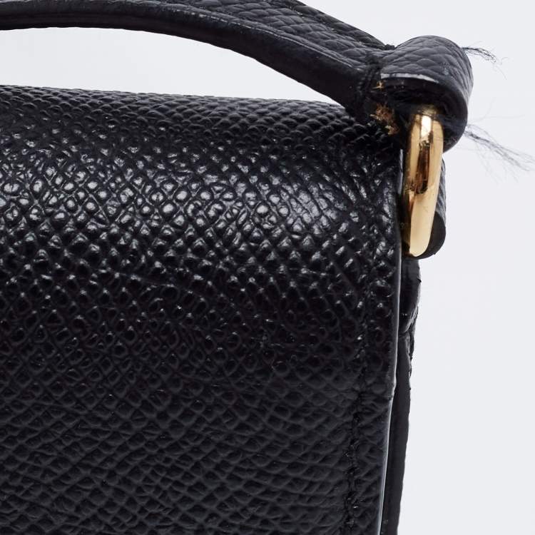 Pre Owned Dolce & Gabbana Black Leather Square Flap Crossbody Bag