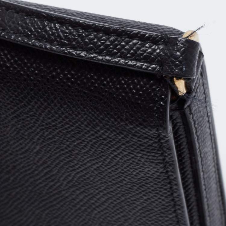 Pre Owned Dolce & Gabbana Black Leather Square Flap Crossbody Bag
