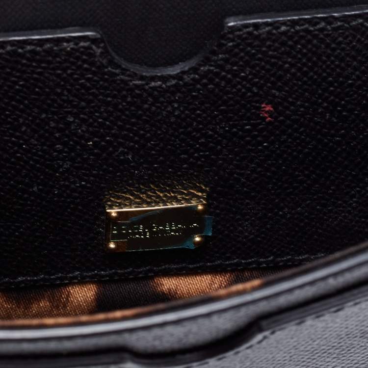 Pre Owned Dolce & Gabbana Black Leather Square Flap Crossbody Bag