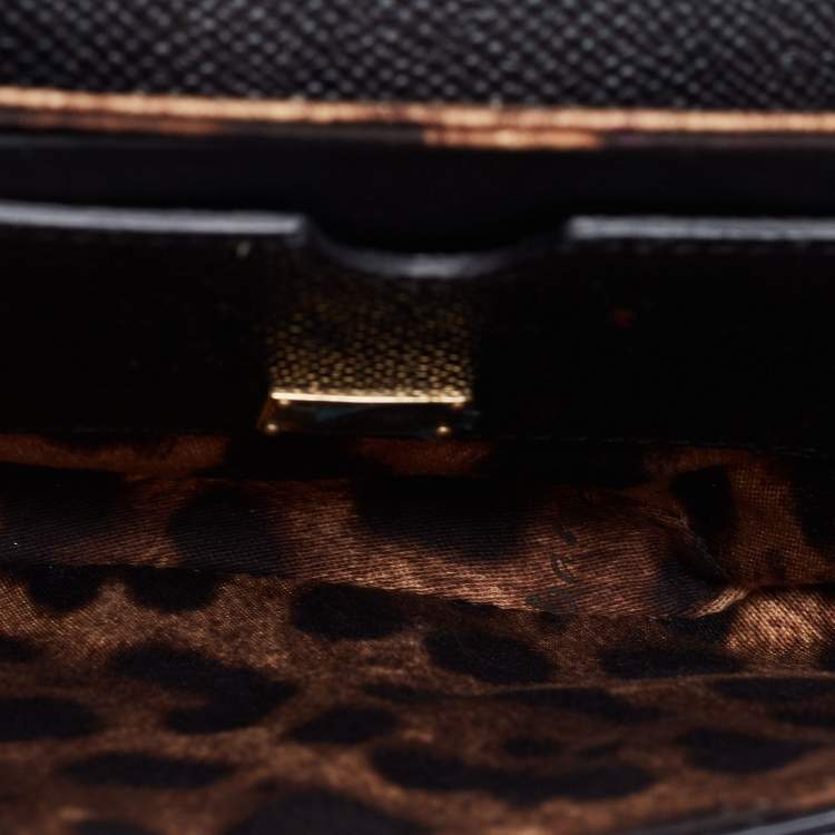 Pre Owned Dolce & Gabbana Black Leather Square Flap Crossbody Bag