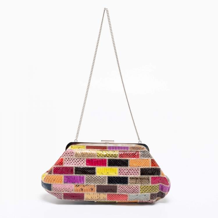 Pre Owned Dolce & Gabbana Multicolor Python Patchwork Chain Pouch