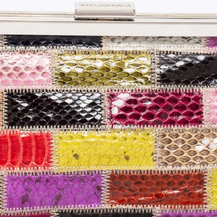 Pre Owned Dolce & Gabbana Multicolor Python Patchwork Chain Pouch