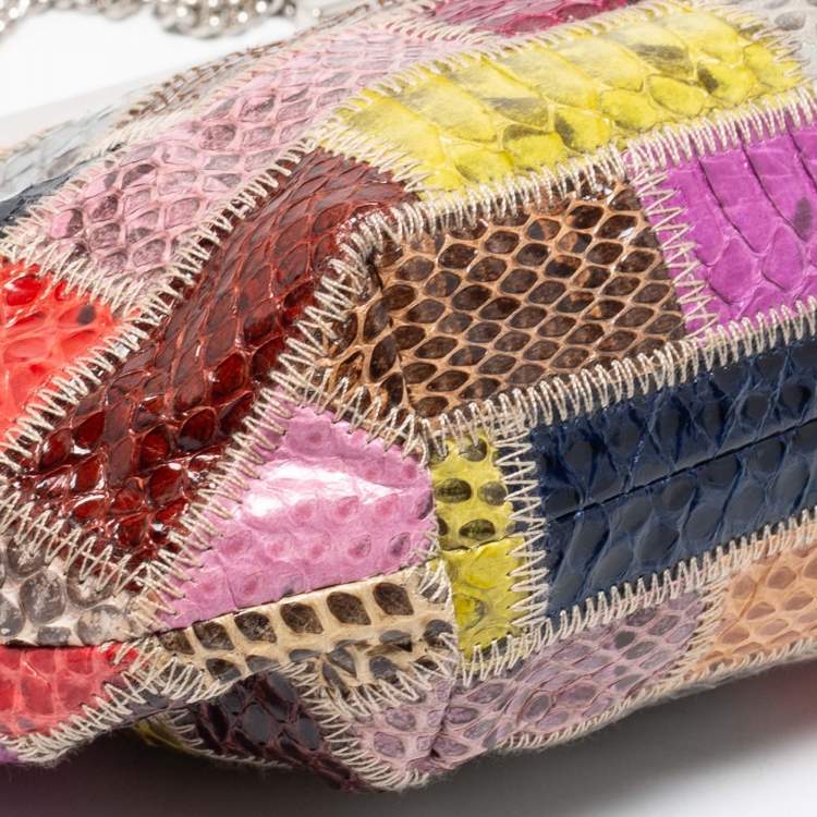 Pre Owned Dolce & Gabbana Multicolor Python Patchwork Chain Pouch