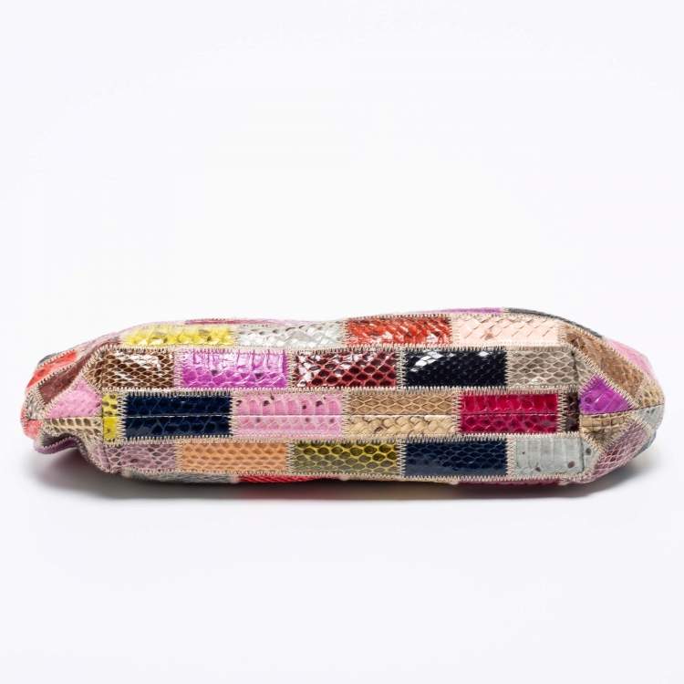 Pre Owned Dolce & Gabbana Multicolor Python Patchwork Chain Pouch