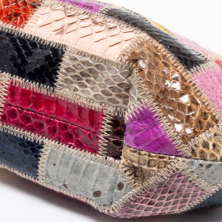 Pre Owned Dolce & Gabbana Multicolor Python Patchwork Chain Pouch
