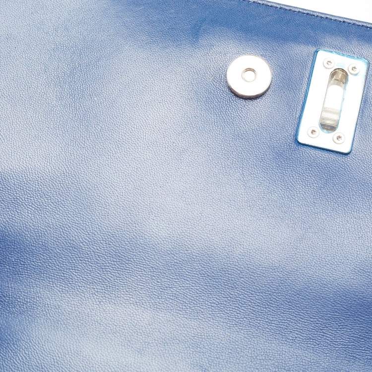 Pre Owned Dolce & Gabbana Blue Patent Leather Miss Monica Top Handle Bag