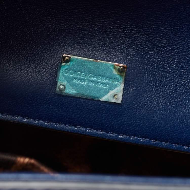 Pre Owned Dolce & Gabbana Blue Patent Leather Miss Monica Top Handle Bag