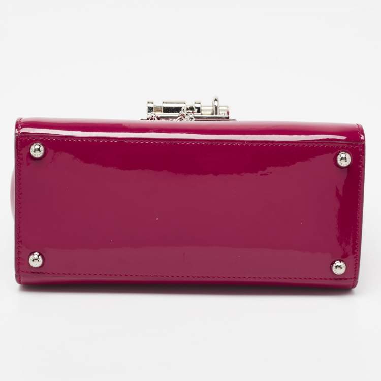 Pre Owned Dolce & Gabbana Dark Pink Patent Leather Small Miss Monica Top Handle Bag