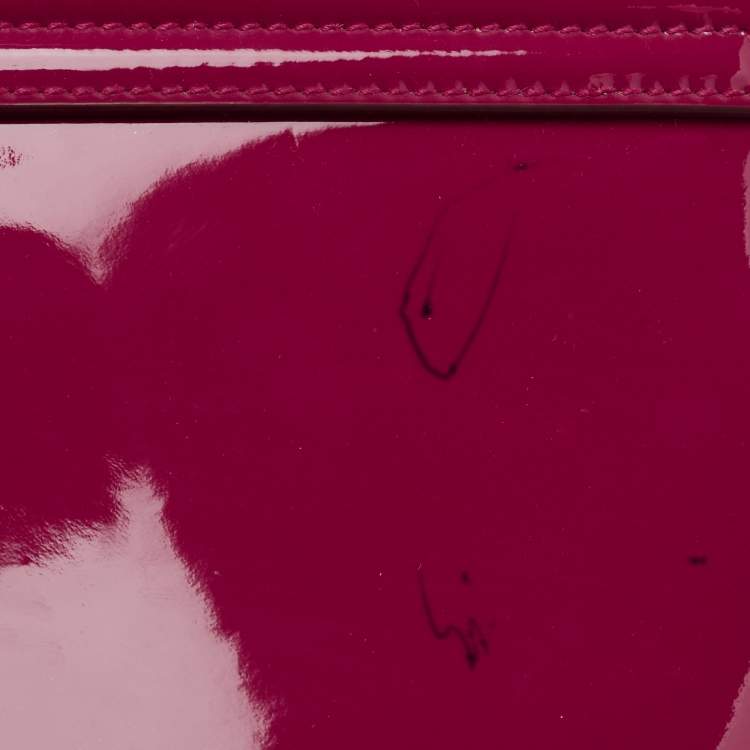 Pre Owned Dolce & Gabbana Dark Pink Patent Leather Small Miss Monica Top Handle Bag