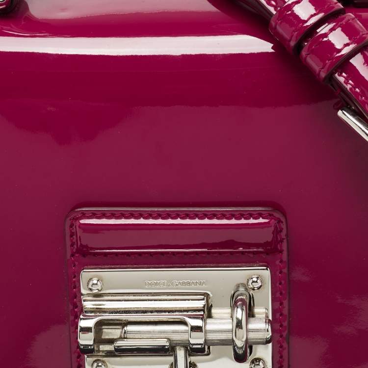 Pre Owned Dolce & Gabbana Dark Pink Patent Leather Small Miss Monica Top Handle Bag