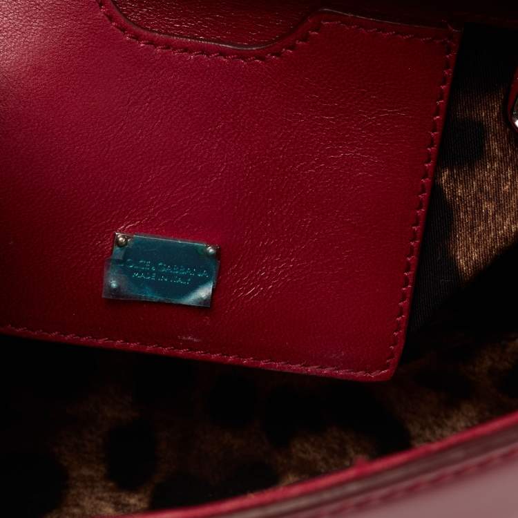 Pre Owned Dolce & Gabbana Dark Pink Patent Leather Small Miss Monica Top Handle Bag