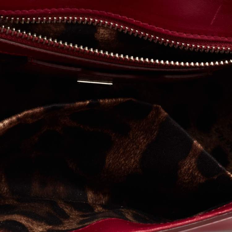 Pre Owned Dolce & Gabbana Dark Pink Patent Leather Small Miss Monica Top Handle Bag