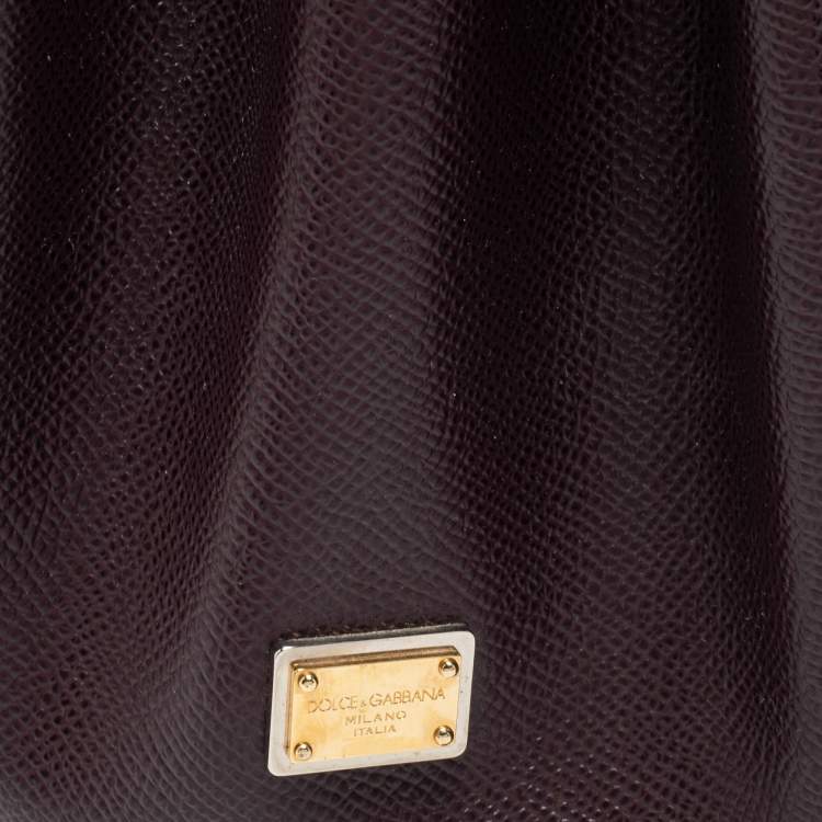 Pre Owned Dolce & Gabanna Burgundy Dauphine Leather Sicily Top Handle Bag