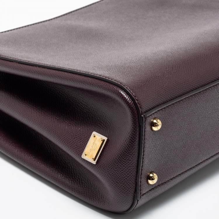 Pre Owned Dolce & Gabanna Burgundy Dauphine Leather Sicily Top Handle Bag