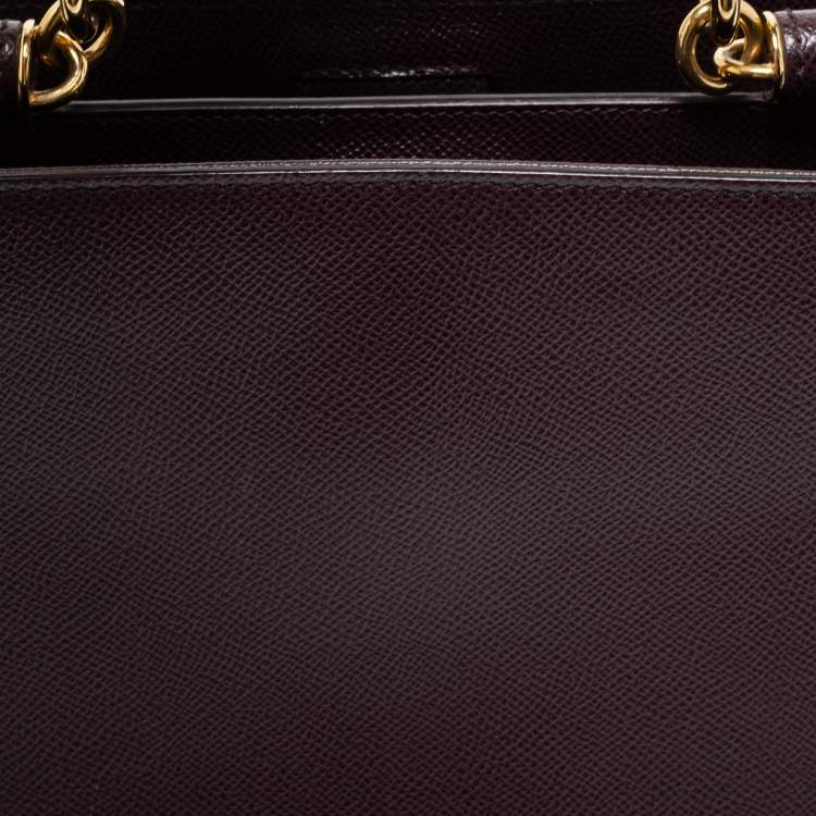 Pre Owned Dolce & Gabanna Burgundy Dauphine Leather Sicily Top Handle Bag