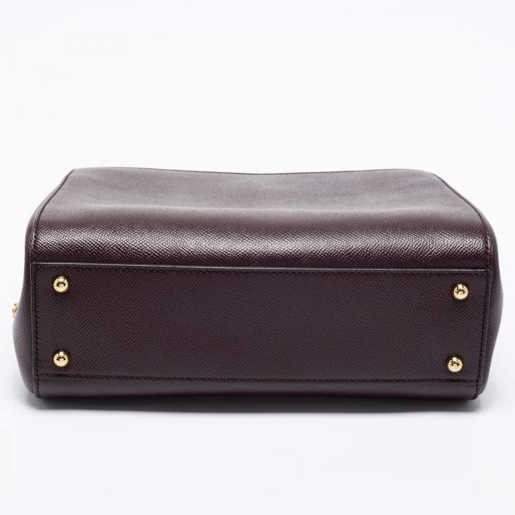 Pre Owned Dolce & Gabanna Burgundy Dauphine Leather Sicily Top Handle Bag