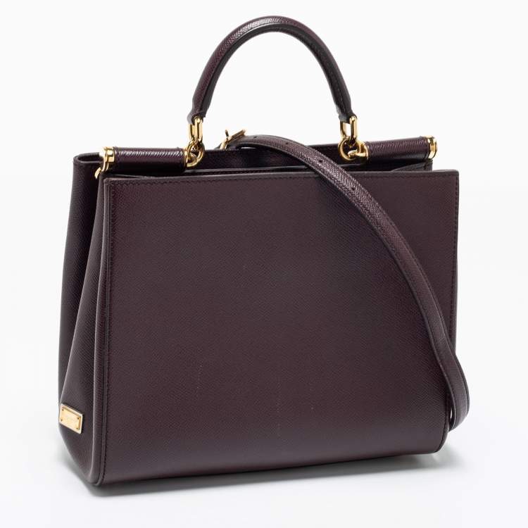 Pre Owned Dolce & Gabanna Burgundy Dauphine Leather Sicily Top Handle Bag