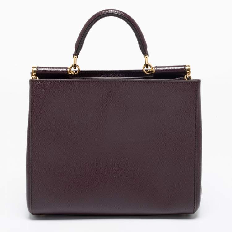 Pre Owned Dolce & Gabanna Burgundy Dauphine Leather Sicily Top Handle Bag