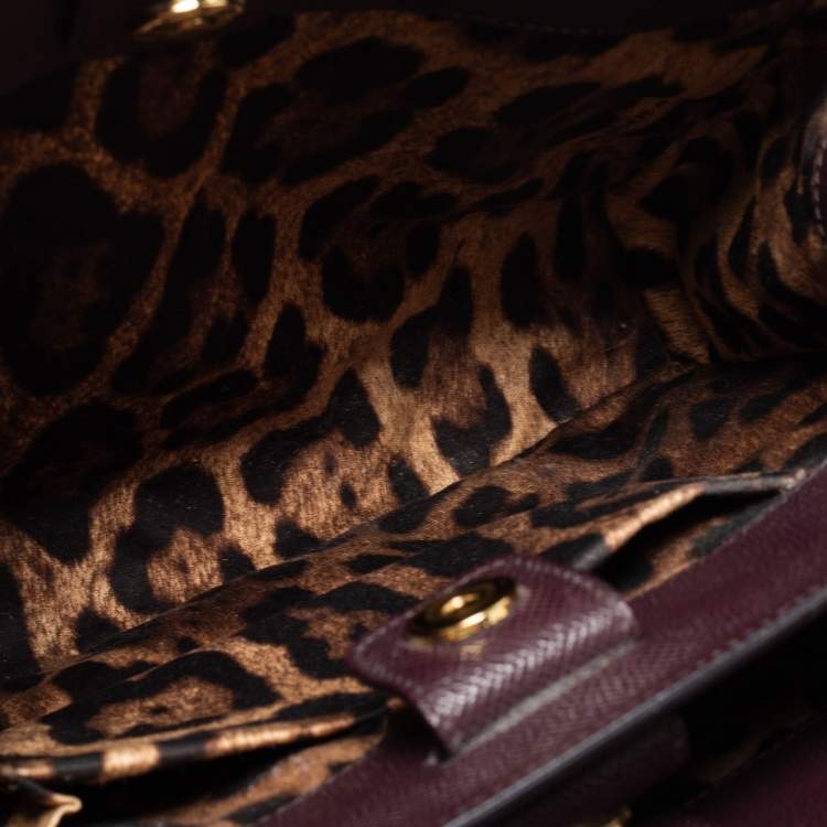 Pre Owned Dolce & Gabanna Burgundy Dauphine Leather Sicily Top Handle Bag