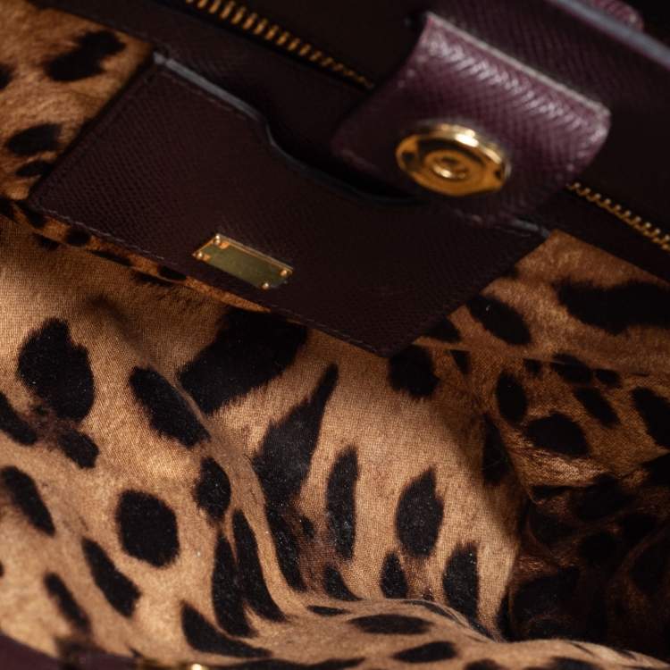 Pre Owned Dolce & Gabanna Burgundy Dauphine Leather Sicily Top Handle Bag