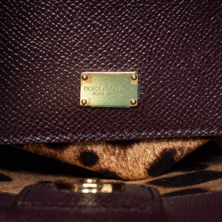 Pre Owned Dolce & Gabanna Burgundy Dauphine Leather Sicily Top Handle Bag
