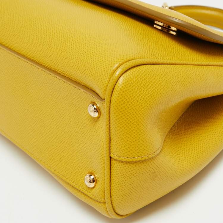 مملوكة مسبقًا Dolce & Gabbana Yellow Dauphine Leather Medium Miss Sicily Top Handle Bag