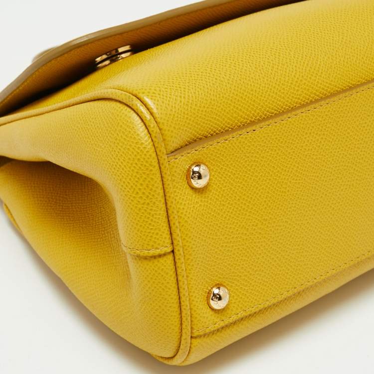 مملوكة مسبقًا Dolce & Gabbana Yellow Dauphine Leather Medium Miss Sicily Top Handle Bag