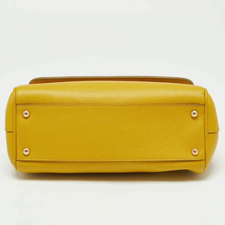 مملوكة مسبقًا Dolce & Gabbana Yellow Dauphine Leather Medium Miss Sicily Top Handle Bag