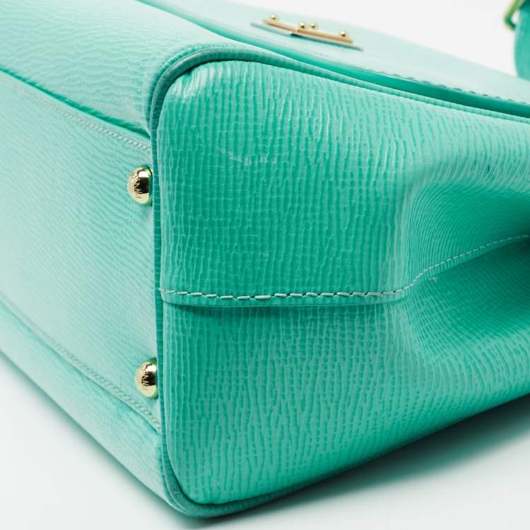 مملوكة مسبقًا Dolce & Gabbana Green Leather Medium Miss Sicily Top Handle Bag