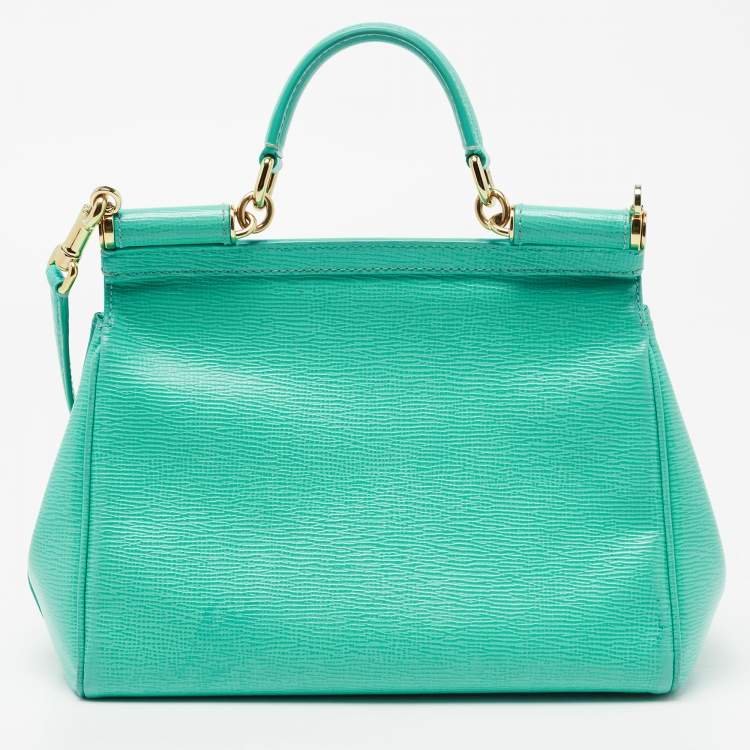 مملوكة مسبقًا Dolce & Gabbana Green Leather Medium Miss Sicily Top Handle Bag